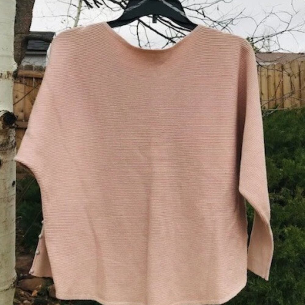Vila Milano rose gold sweater rhinestones buttons sz L